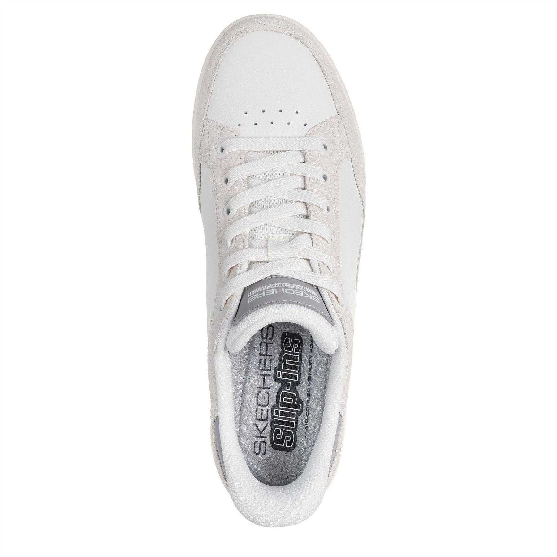 Off White - Pack Shot - Skechers Mens Leather Flat Trainers