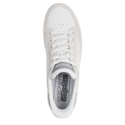 Off White - Pack Shot - Skechers Mens Leather Flat Trainers