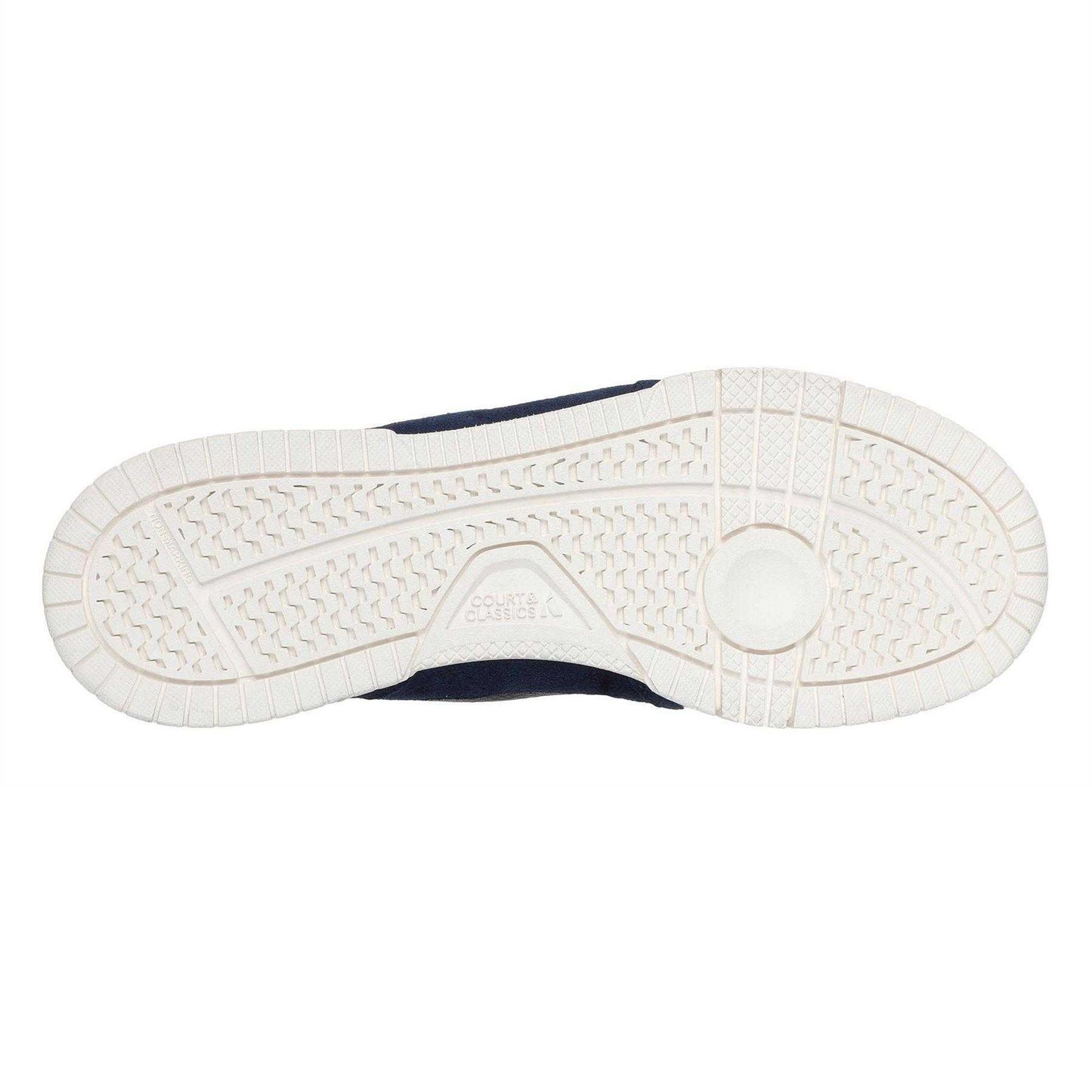 Navy-White - Back - Skechers Mens Leather Flat Trainers