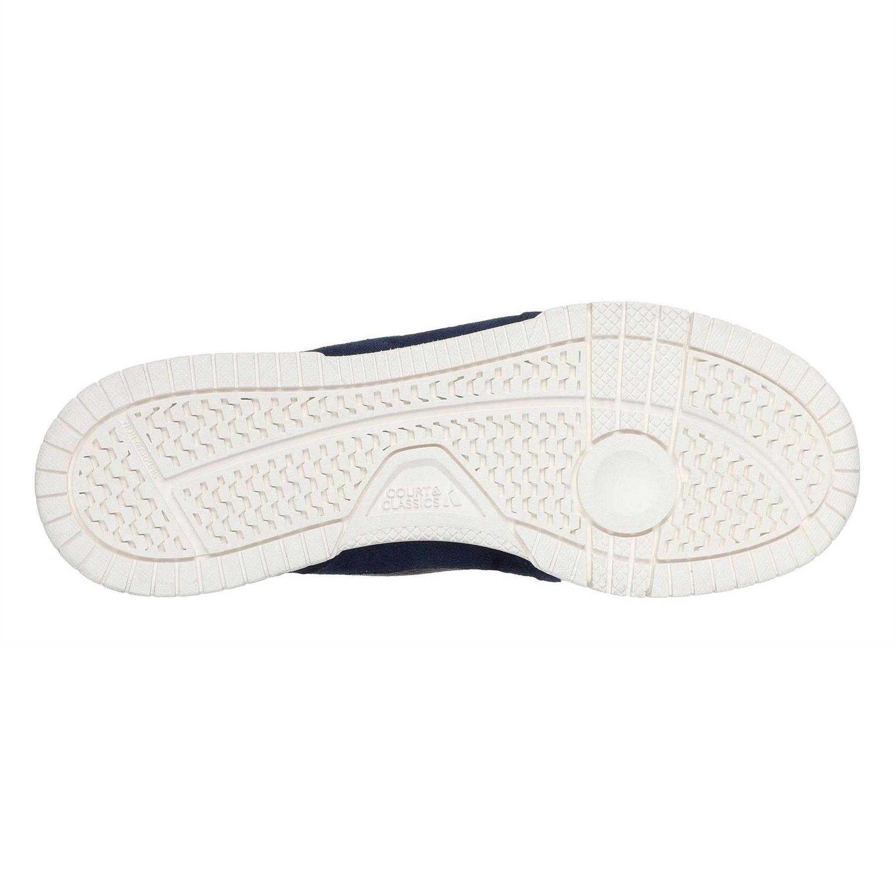 Navy-White - Back - Skechers Mens Leather Flat Trainers