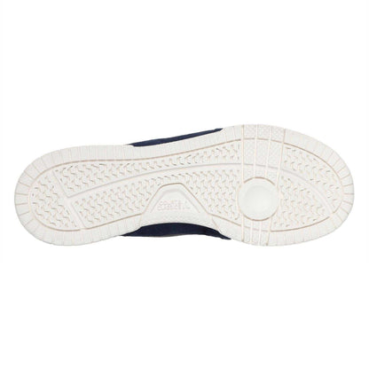 Navy-White - Back - Skechers Mens Leather Flat Trainers