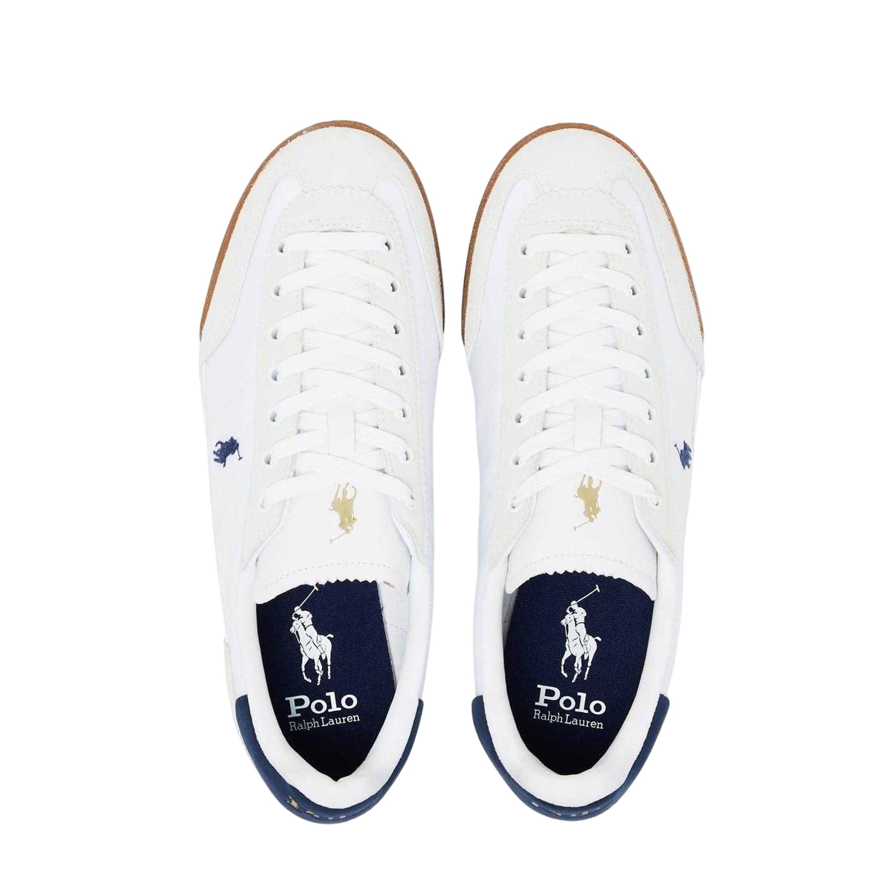 White-Navy - Side - Ralph Lauren Womens-Ladies Hester Leather Trainers