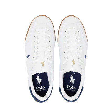 White-Navy - Side - Ralph Lauren Womens-Ladies Hester Leather Trainers