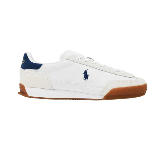 White-Navy - Front - Ralph Lauren Womens-Ladies Hester Leather Trainers
