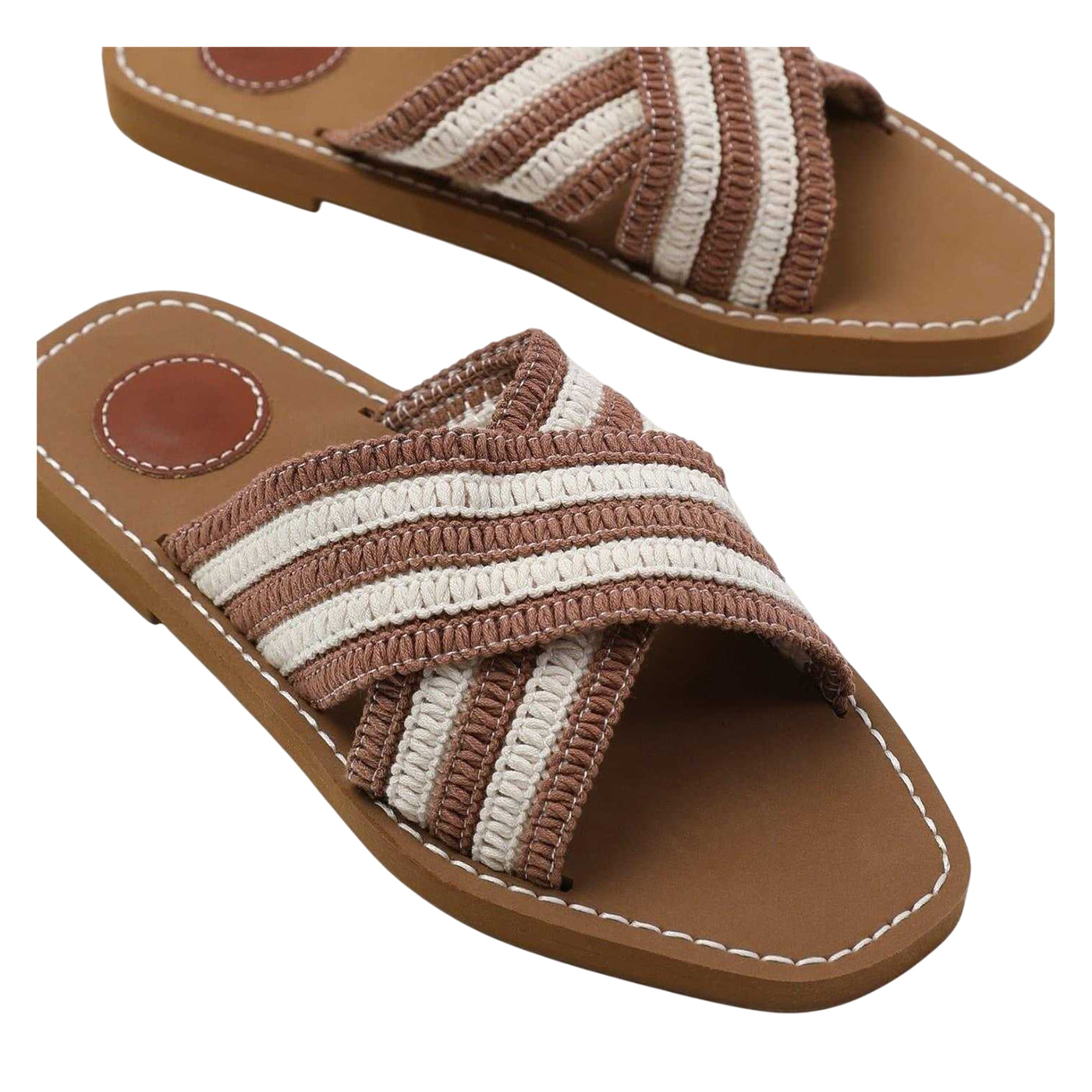 Mocha - Back - Where´s That From Womens-Ladies Criss Cross Strap Flat Slides