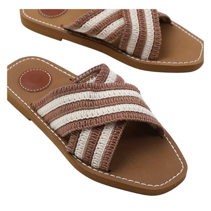 Mocha - Back - Where´s That From Womens-Ladies Criss Cross Strap Flat Slides