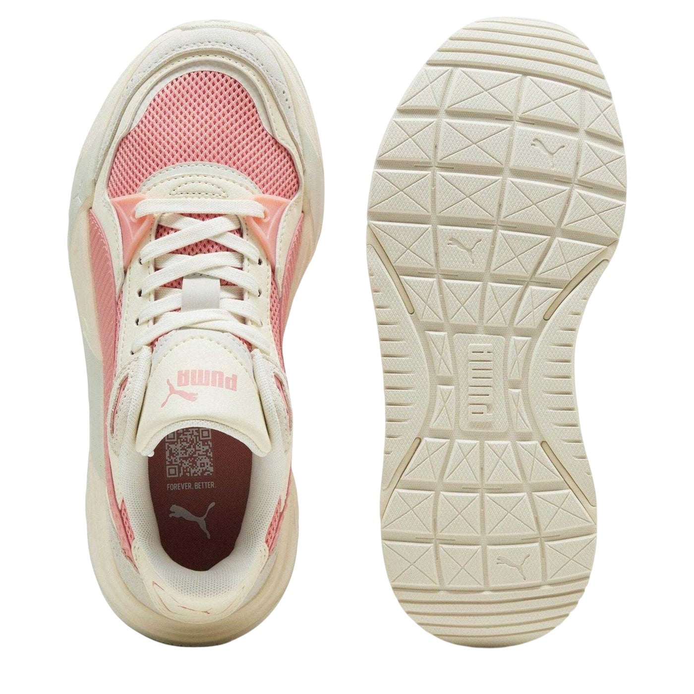White-Pink-Grey - Pack Shot - Puma Childrens-Kids Trinity Trainers