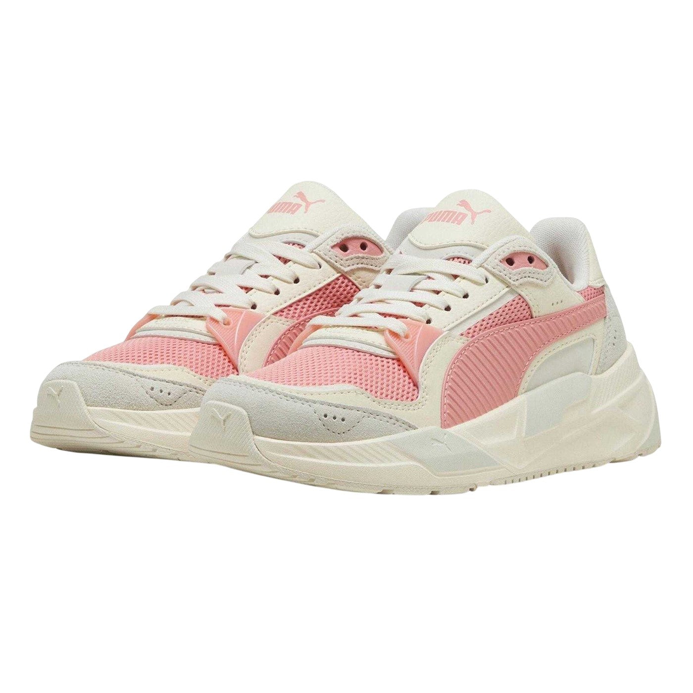 White-Pink-Grey - Front - Puma Childrens-Kids Trinity Trainers