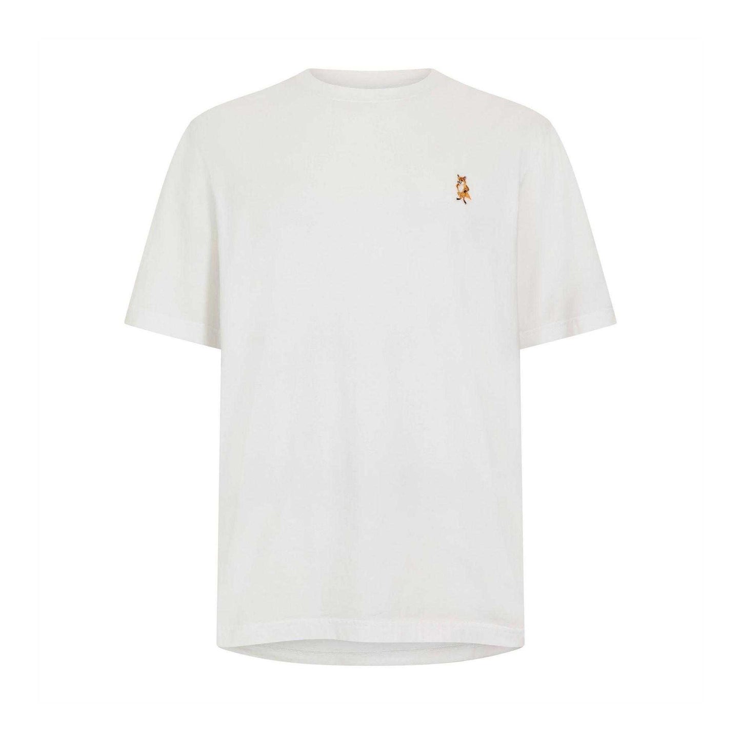White - Front - Maison Kitsuné Mens Embroidered Logo Cotton T-Shirt