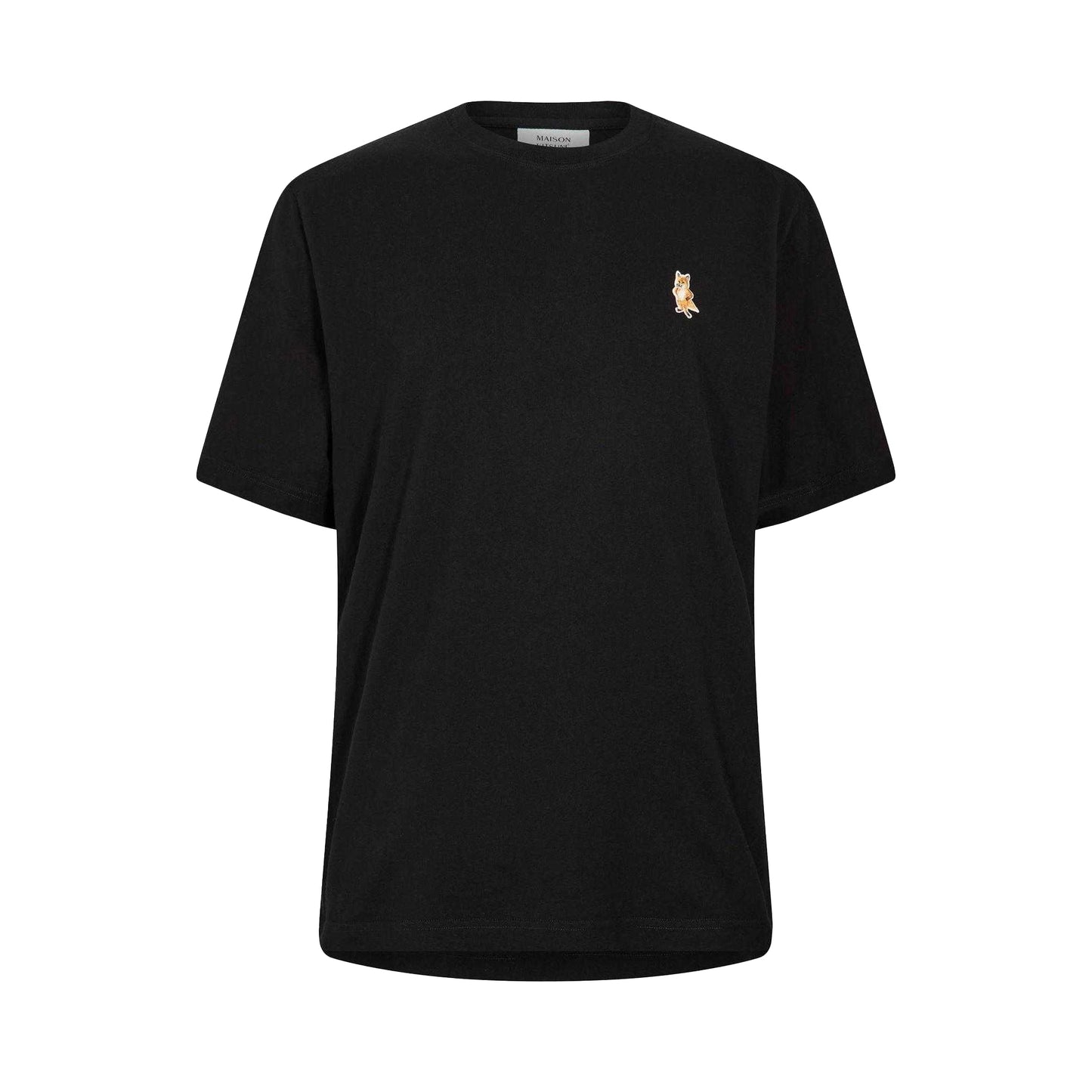 Black - Front - Maison Kitsuné Mens Embroidered Logo Cotton T-Shirt