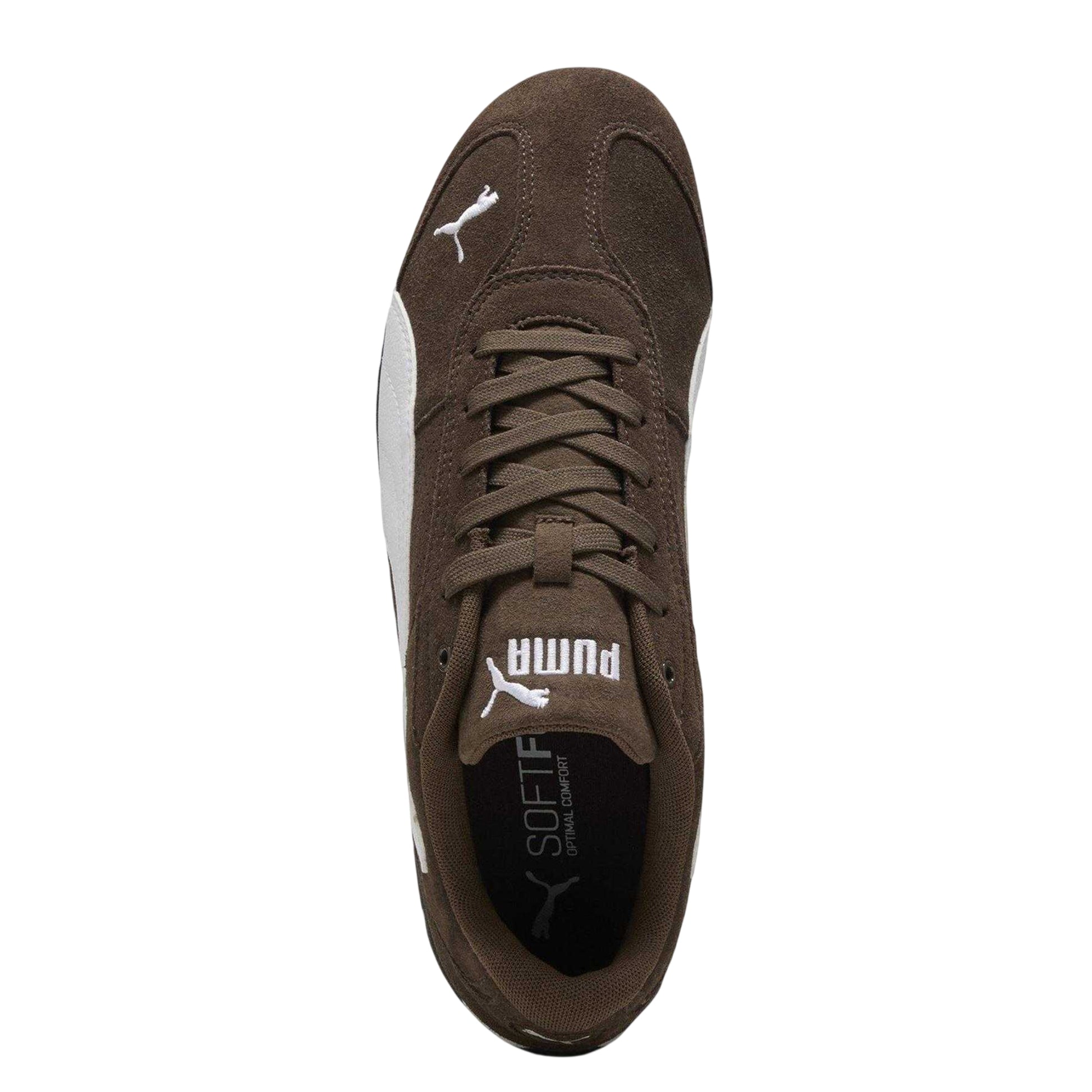 Brown-White - Pack Shot - Puma Womens-Ladies Replicatch Suede Trainers