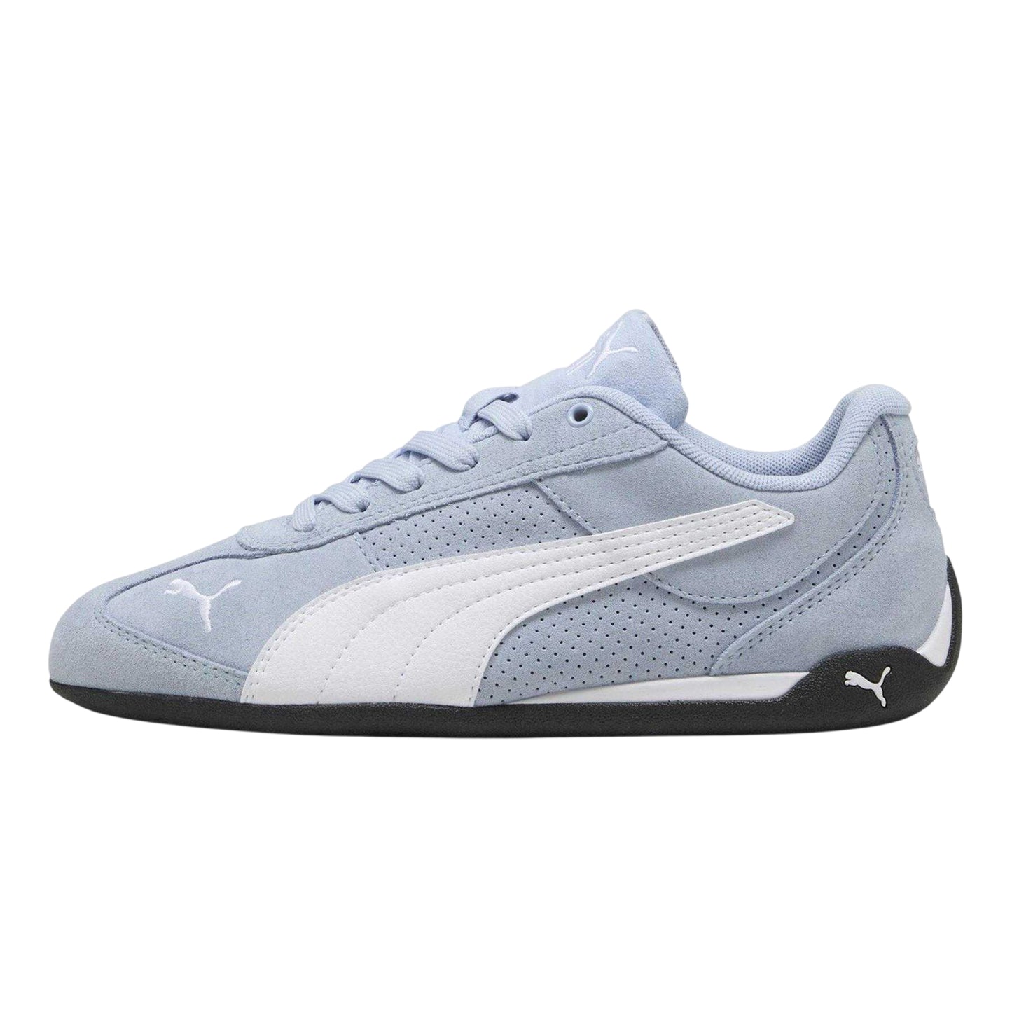 Blue-White - Side - Puma Womens-Ladies Replicatch Suede Trainers
