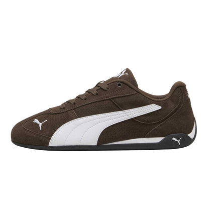 Brown-White - Side - Puma Womens-Ladies Replicatch Suede Trainers