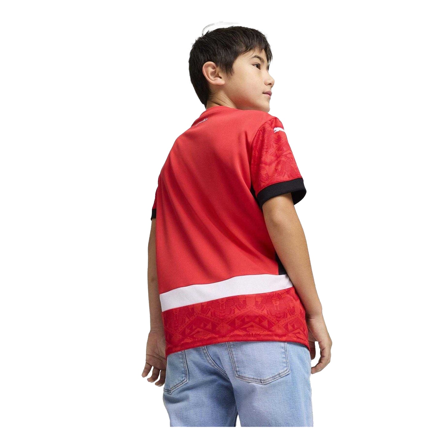 Red-Black - Back - Egypt Childrens-Kids 2025 Puma Football Jersey