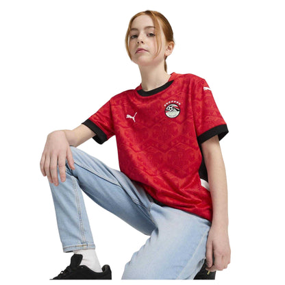 Red-Black - Lifestyle - Egypt Childrens-Kids 2025 Puma Football Jersey
