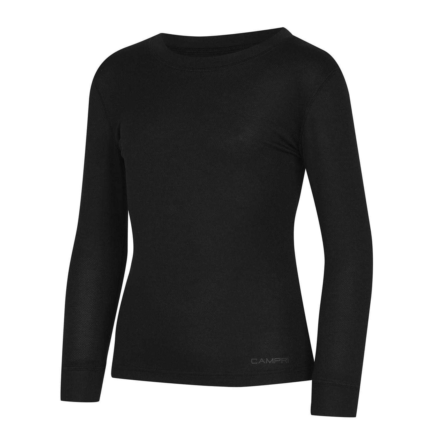 Black - Side - Campri Childrens-Kids Thermal Base Layer Top