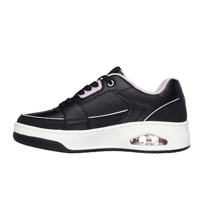 Black-Lilac - Back - Skechers Womens-Ladies Uno Court Leather Trainers