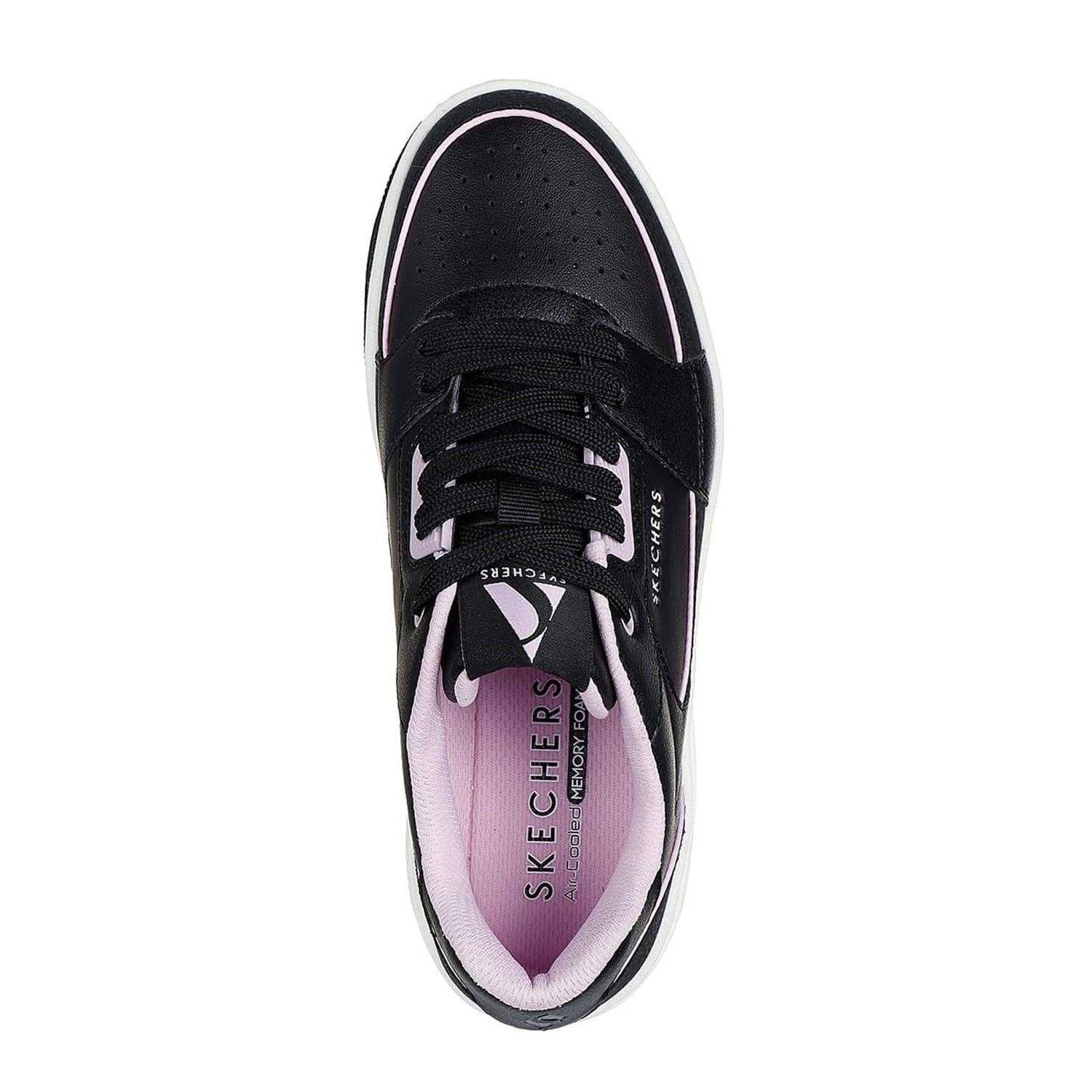Black-Lilac - Lifestyle - Skechers Womens-Ladies Uno Court Leather Trainers