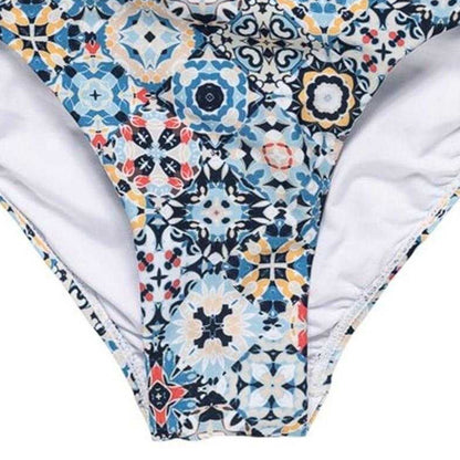 Navy - Back - Panos Emporio Womens-Ladies Chara Tile High Waist Bikini Bottoms