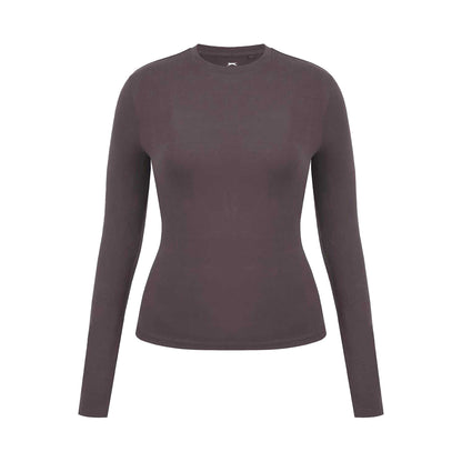 Chocolate - Front - Slazenger Womens-Ladies Slim Long-Sleeved T-Shirt