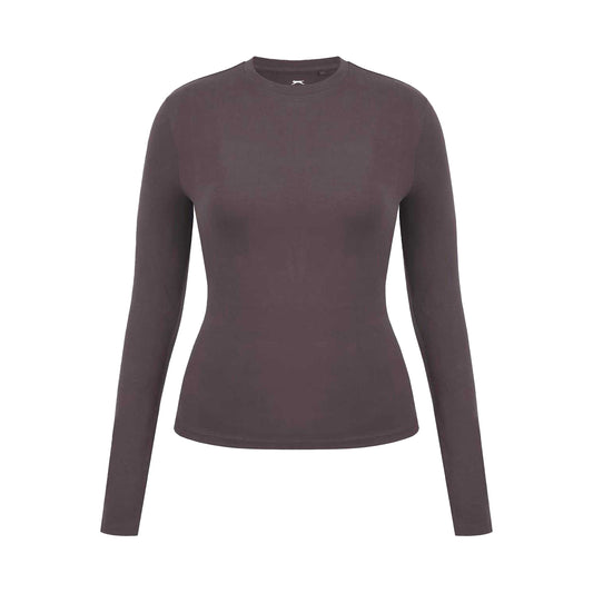 Chocolate - Front - Slazenger Womens-Ladies Slim Long-Sleeved T-Shirt