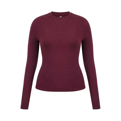 Burgundy - Front - Slazenger Womens-Ladies Slim Long-Sleeved T-Shirt