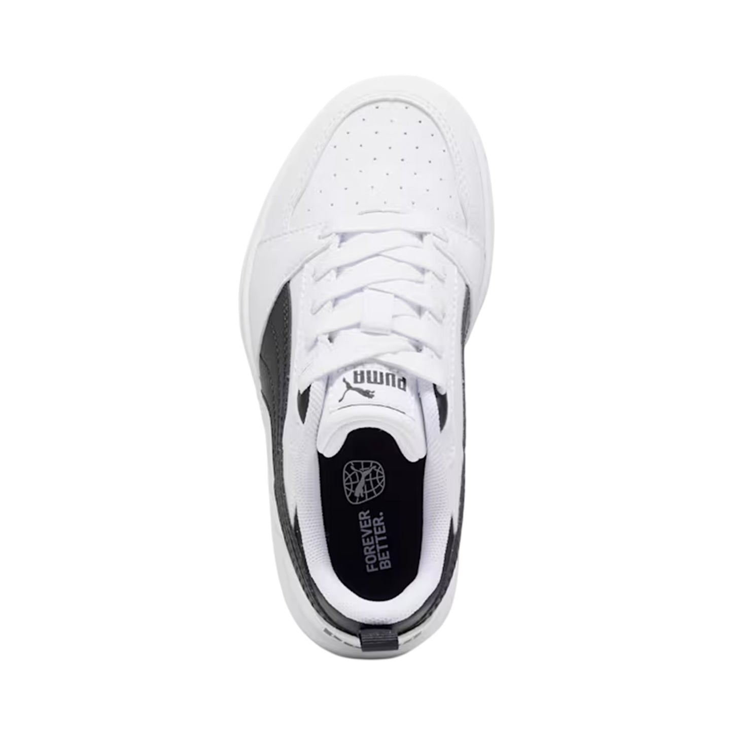 White-Black-White - Pack Shot - Puma Childrens-Kids Rebound High Top Trainers