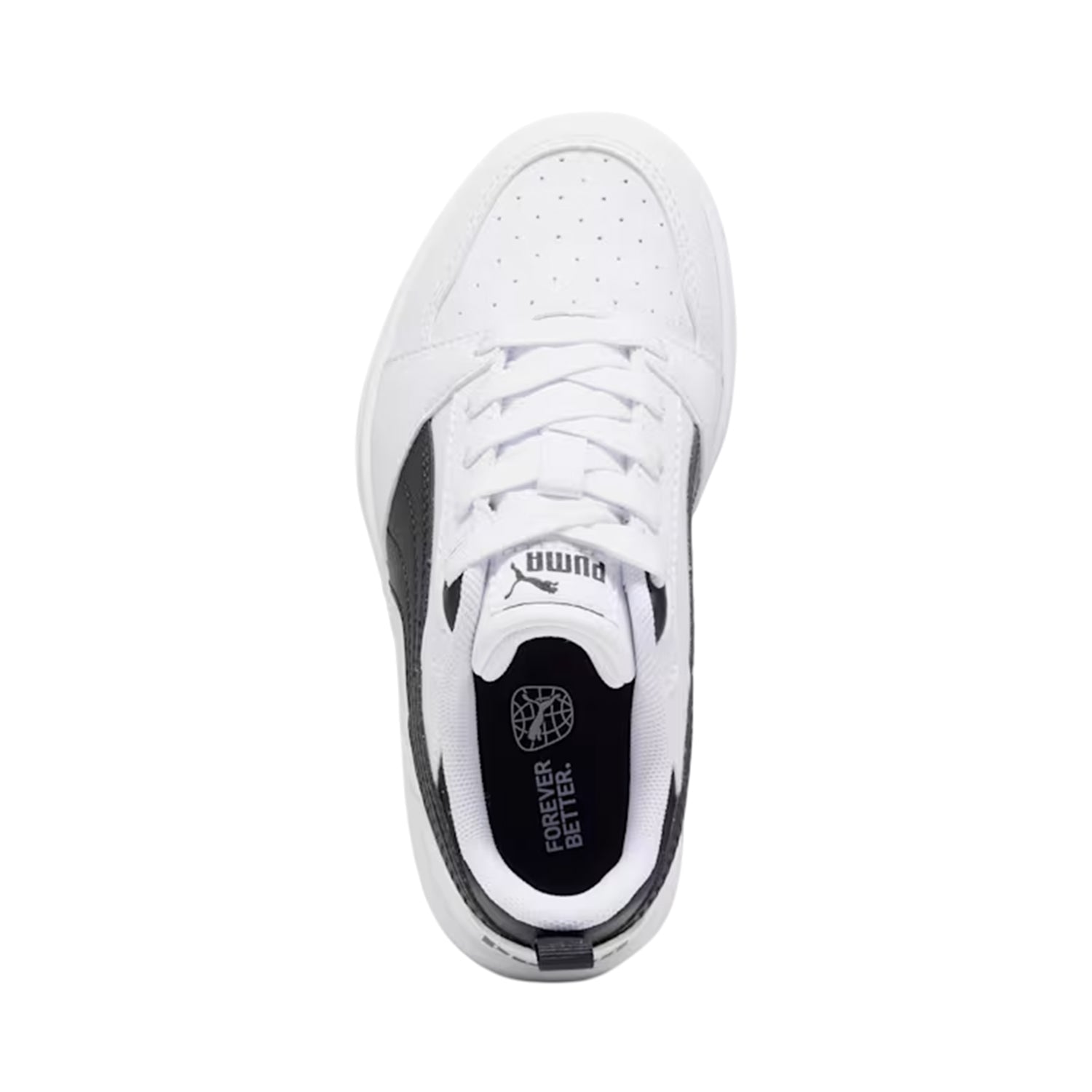 White-Black-White - Pack Shot - Puma Childrens-Kids Rebound High Top Trainers