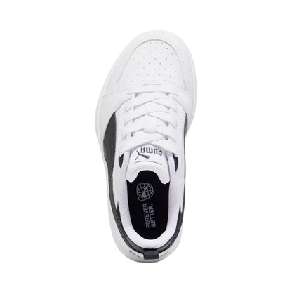 White-Black-White - Pack Shot - Puma Childrens-Kids Rebound High Top Trainers