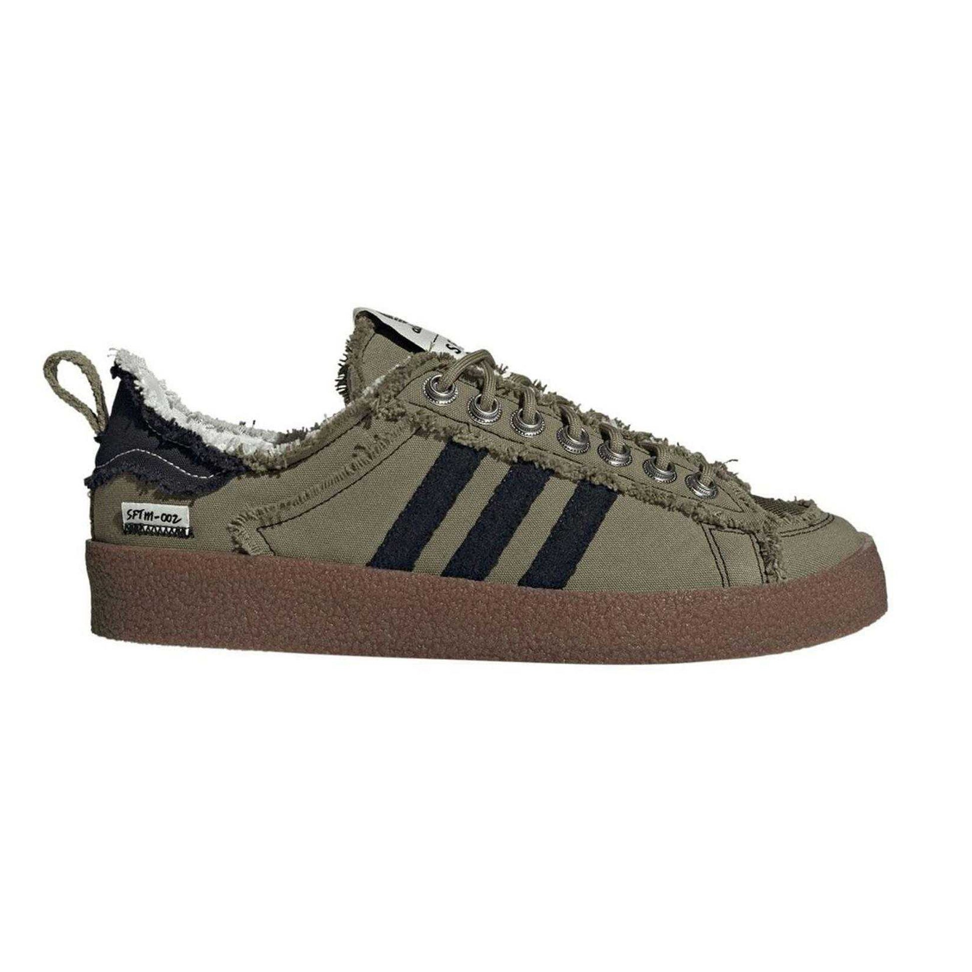 Olive - Front - Adidas Mens Campus 80s Distressed Trainers