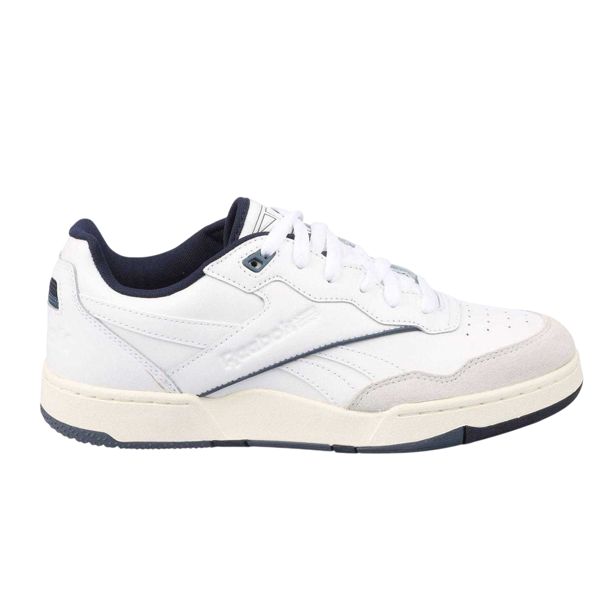 White-Navy - Side - Reebok Mens BB 4000 II Leather Trainers