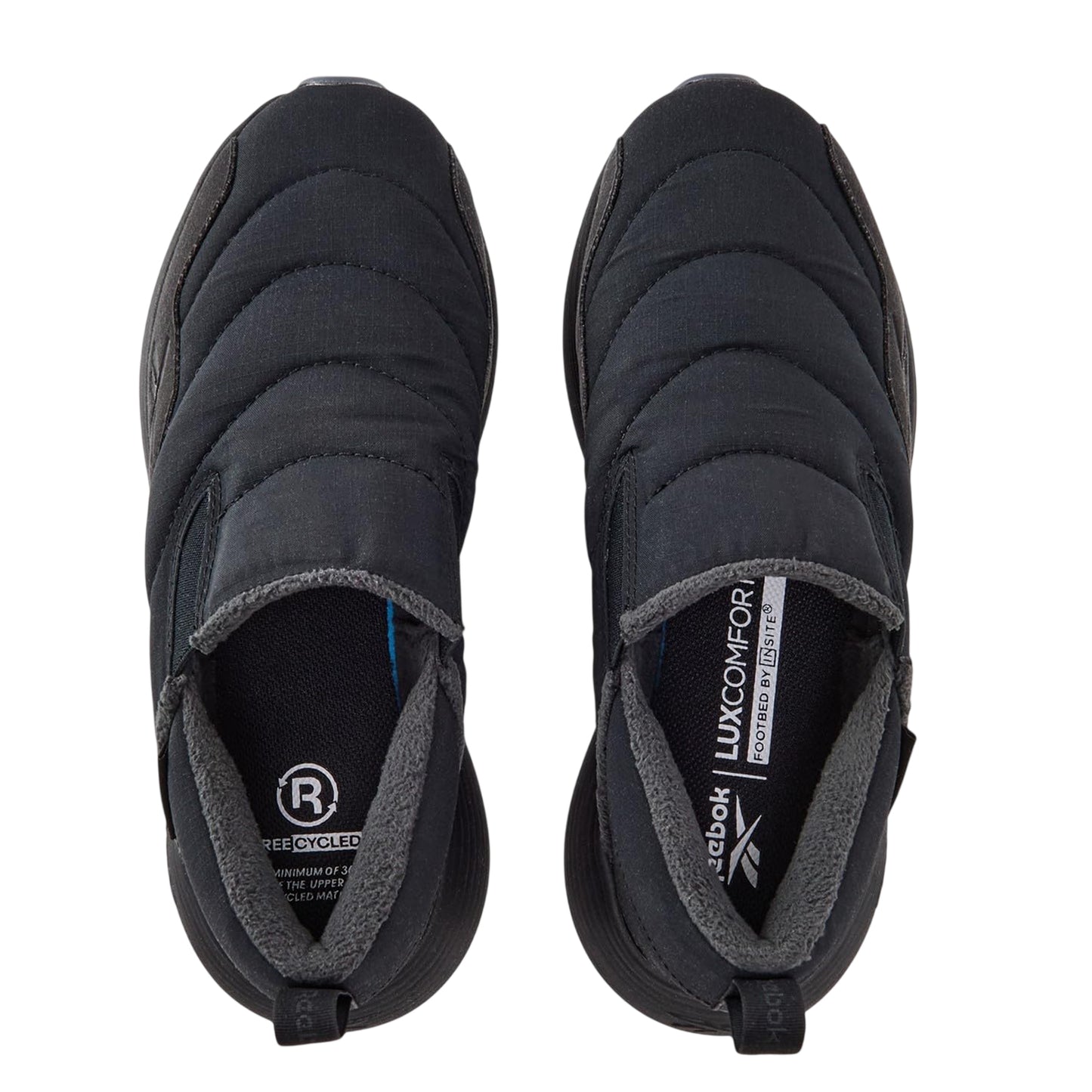 Black-Grey - Side - Reebok Womens-Ladies DMX Slip-In Flat Trainers