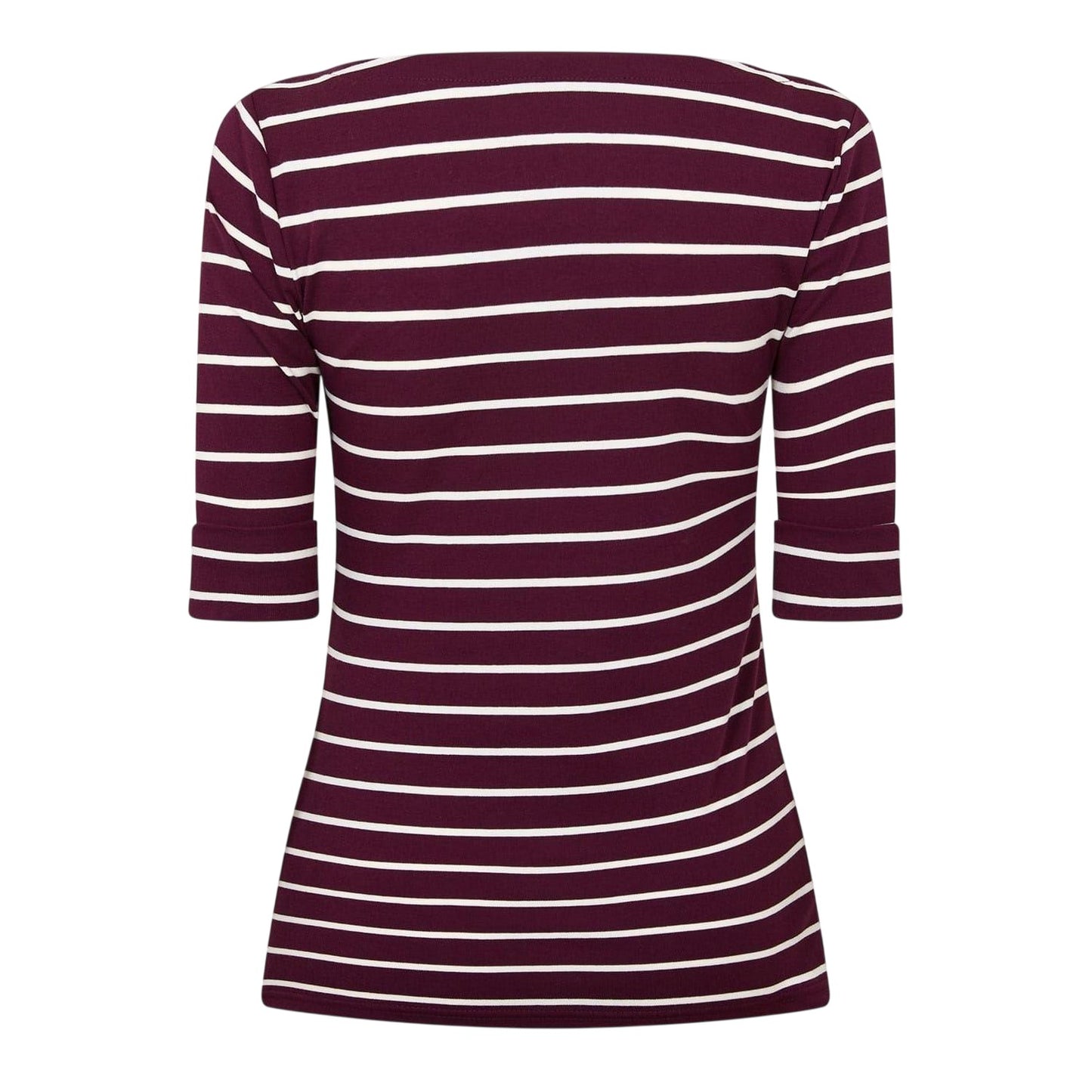 Deep Garnet - Back - Ralph Lauren Womens-Ladies Judy Boat Neck 3-4 Sleeve T-Shirt