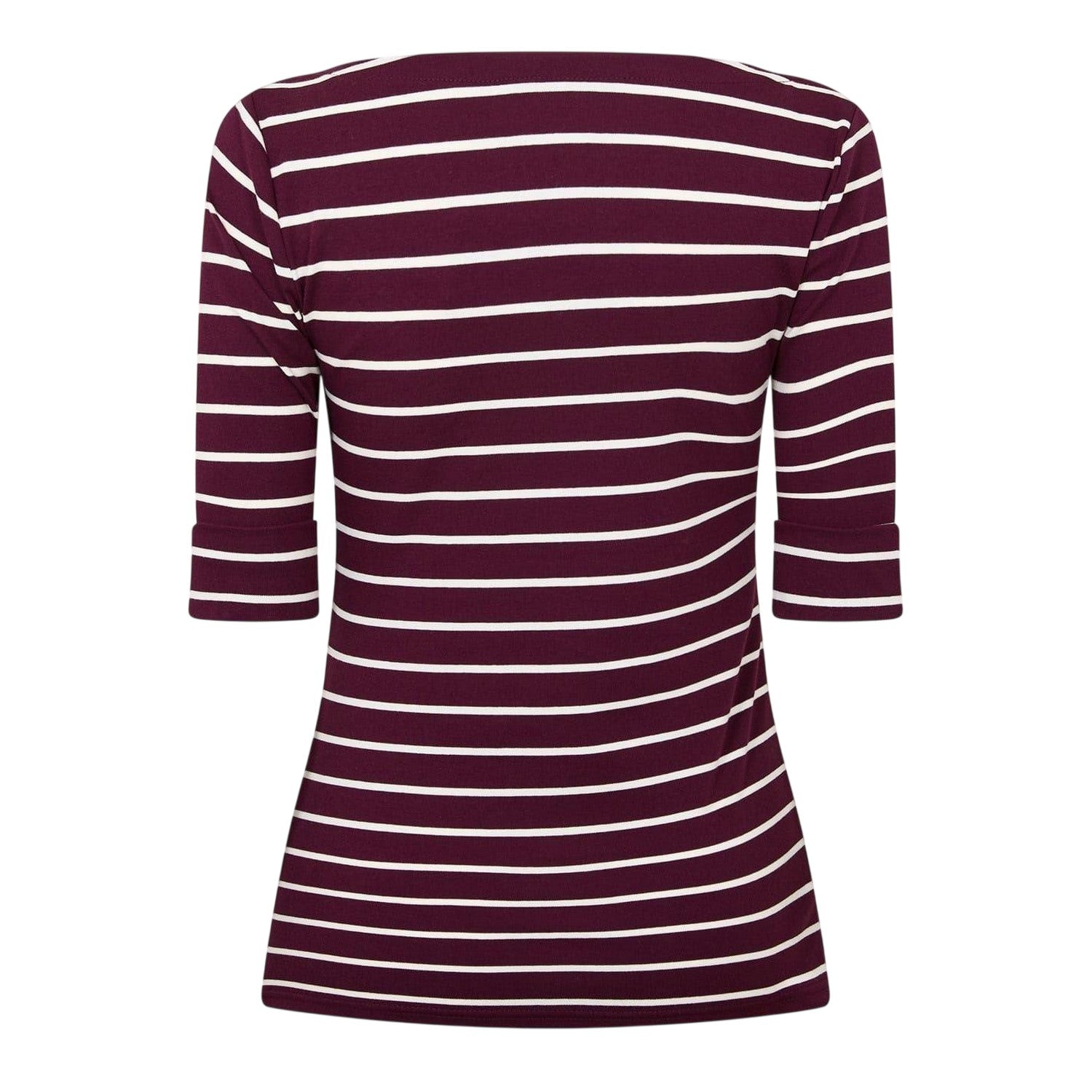 Deep Garnet - Back - Ralph Lauren Womens-Ladies Judy Boat Neck 3-4 Sleeve T-Shirt