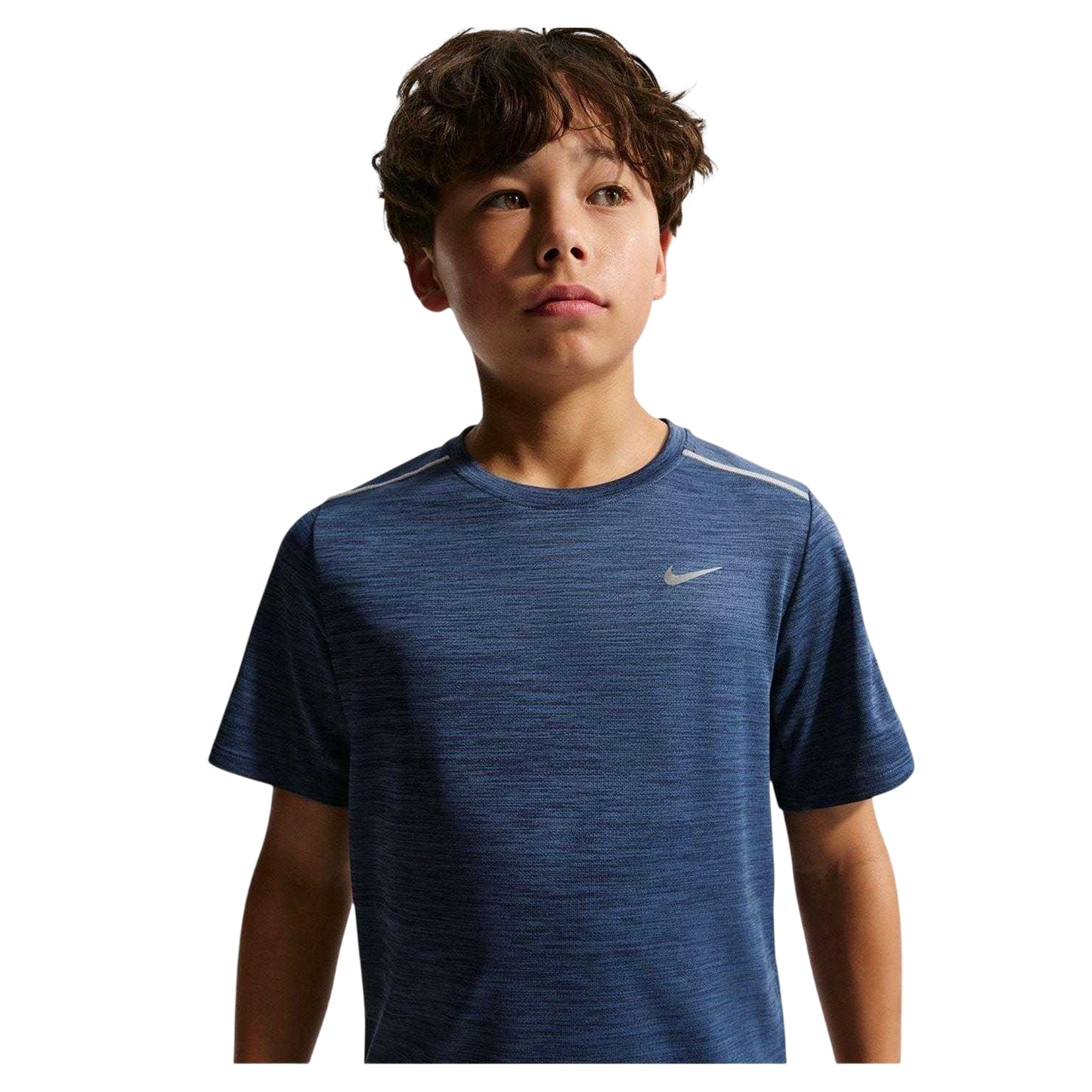 Navy - Side - Nike Boys Miler Dri-FIT Training Top