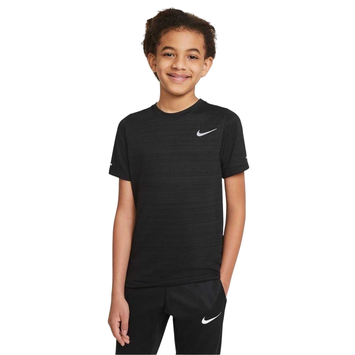 Black - Front - Nike Boys Miler Dri-FIT Training Top