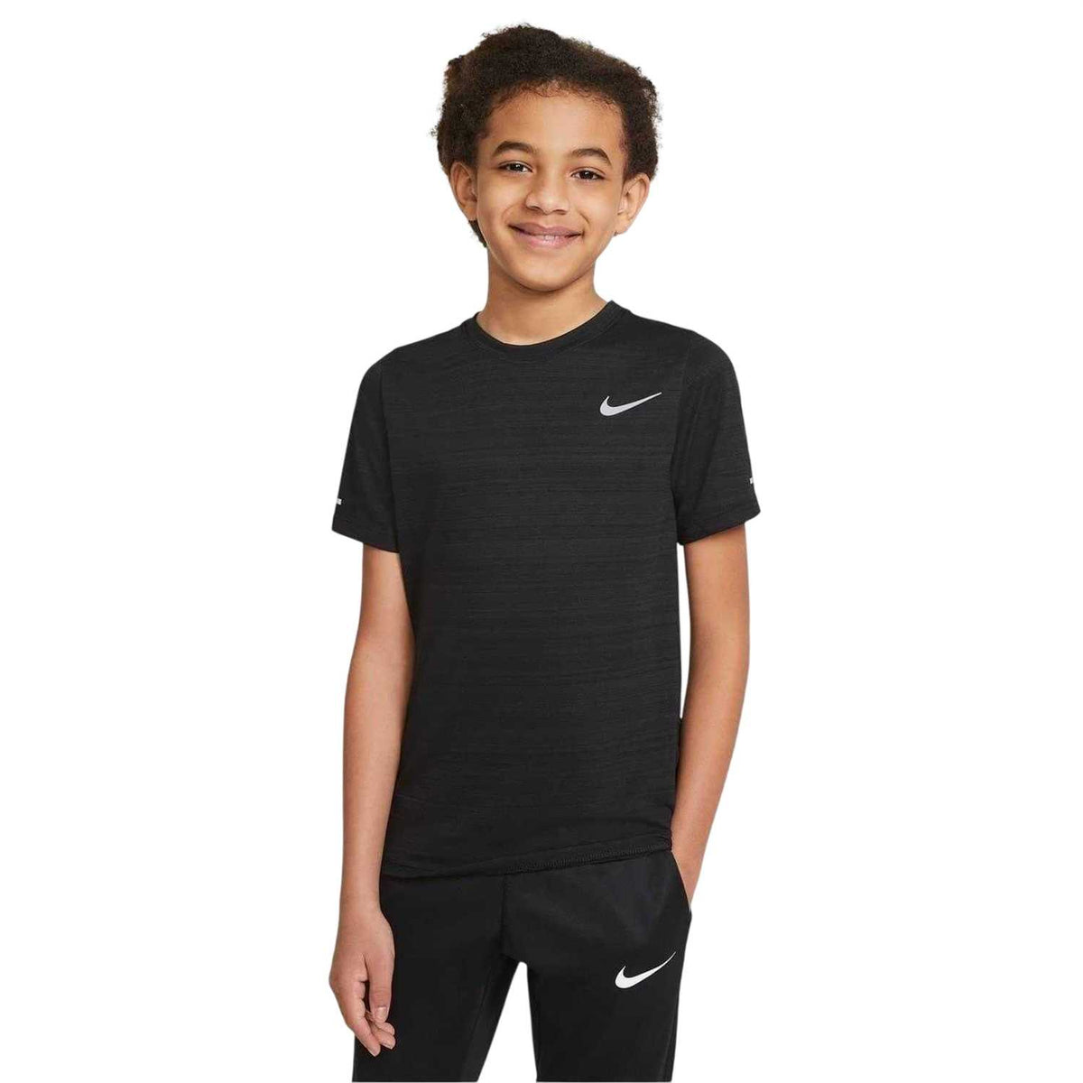 Black - Front - Nike Boys Miler Dri-FIT Training Top