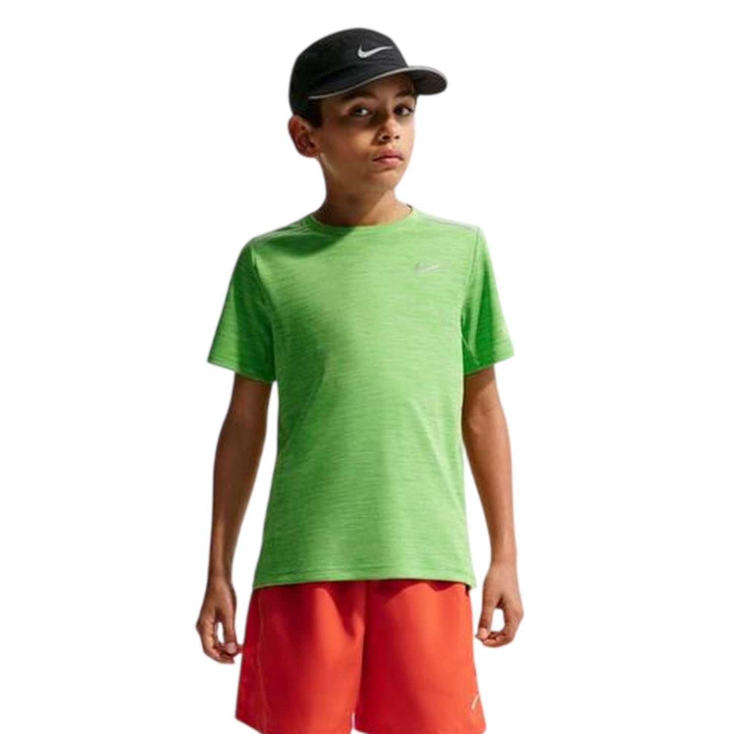 Lime - Front - Nike Boys Miler Dri-FIT Training Top