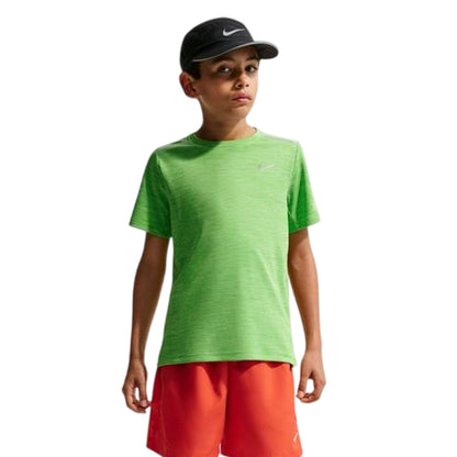 Lime - Front - Nike Boys Miler Dri-FIT Training Top