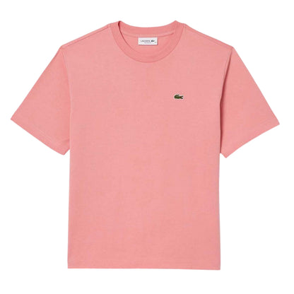 Pink - Front - Lacoste Womens-Ladies Pima Cotton Relaxed Fit T-Shirt