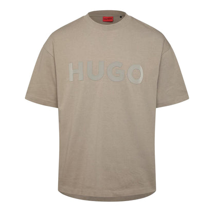 Brown - Front - Hugo Mens Dinkee Logo Oversized T-Shirt