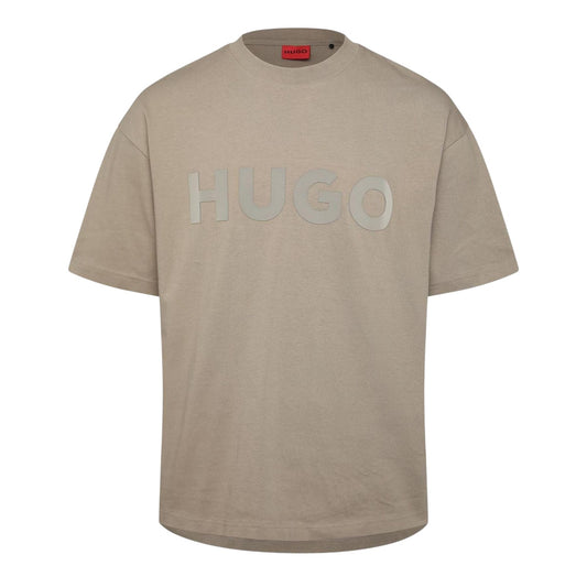Brown - Front - Hugo Mens Dinkee Logo Oversized T-Shirt