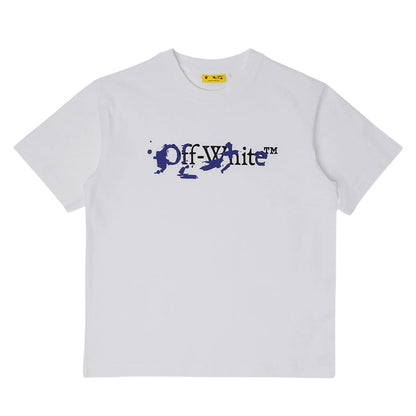 White - Front - Off White Childrens-Kids Paint Splatter Cotton Short-Sleeved T-Shirt
