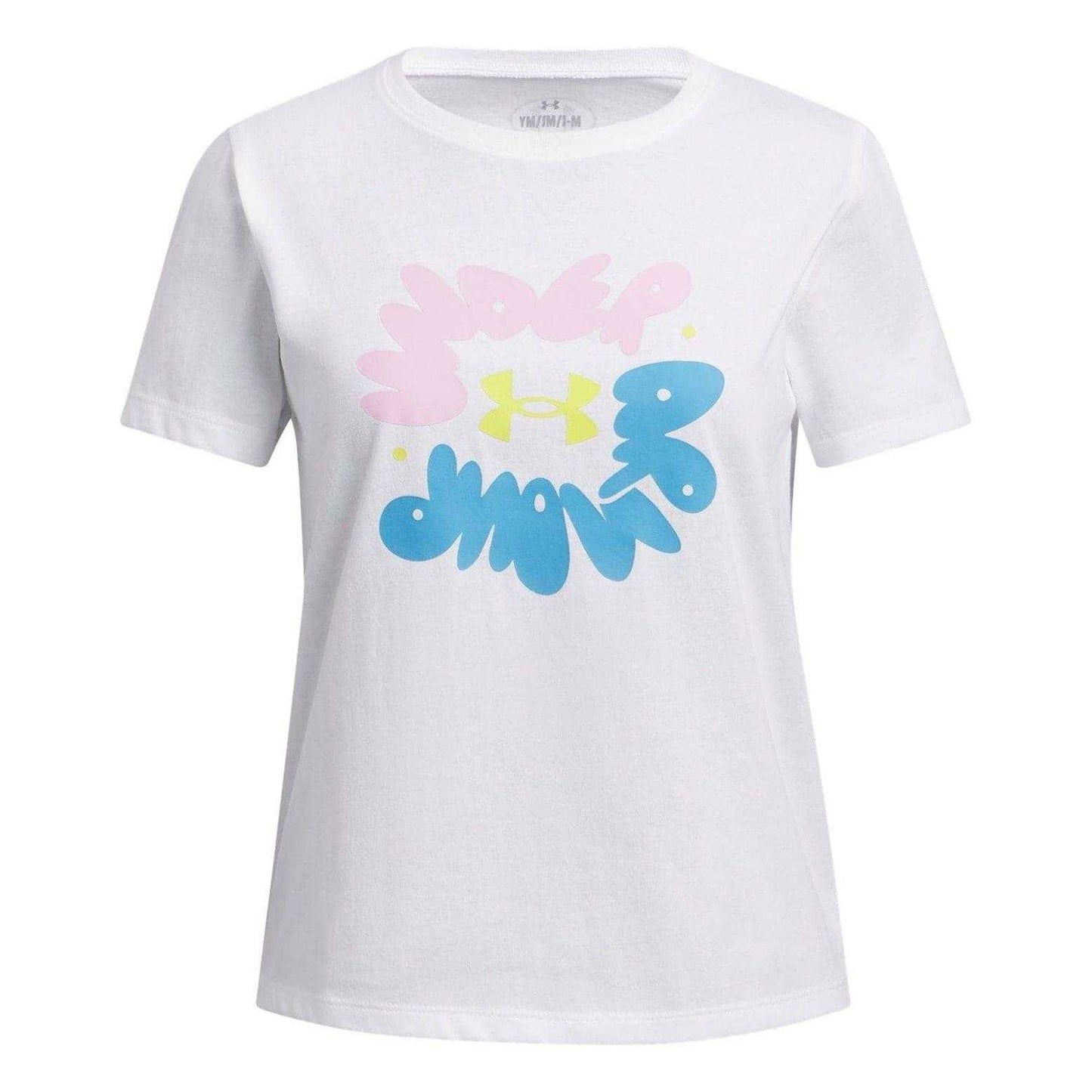 White - Front - Under Armour Girls Bubble Text Regular Short-Sleeved T-Shirt