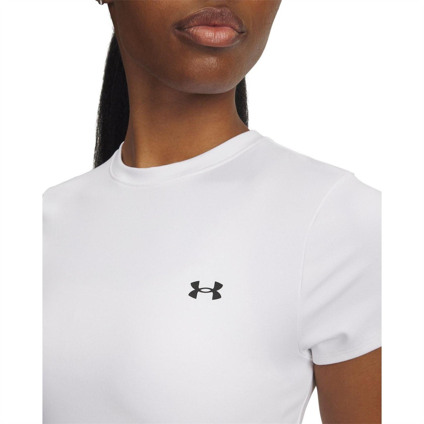 White - Side - Under Armour Womens-Ladies Motion EMEA Gym Top