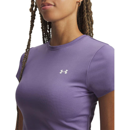 Purple-White - Side - Under Armour Womens-Ladies Motion EMEA Gym Top