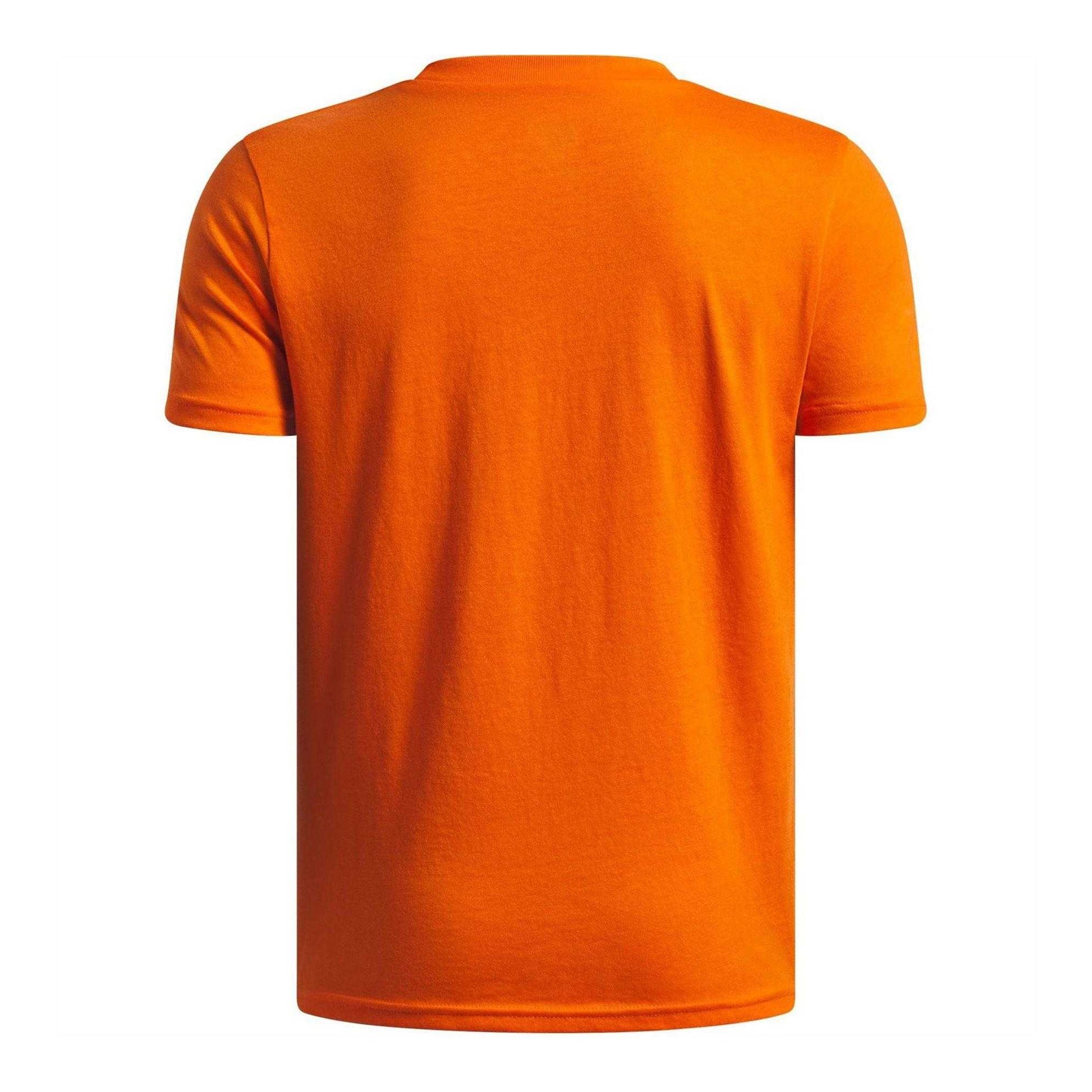 Orange-Black - Back - Under Armour Childrens-Kids Performance Triple Logo Basketball T-Shirt