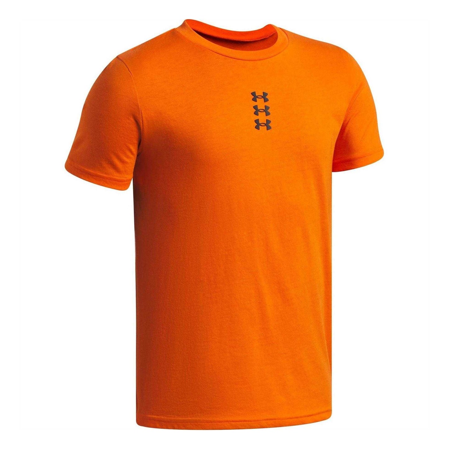 Orange-Black - Side - Under Armour Childrens-Kids Performance Triple Logo Basketball T-Shirt