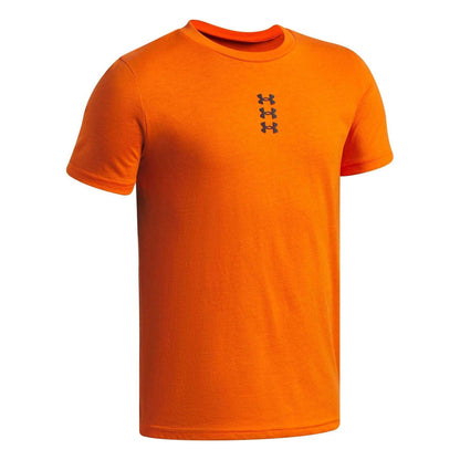 Orange-Black - Side - Under Armour Childrens-Kids Performance Triple Logo Basketball T-Shirt