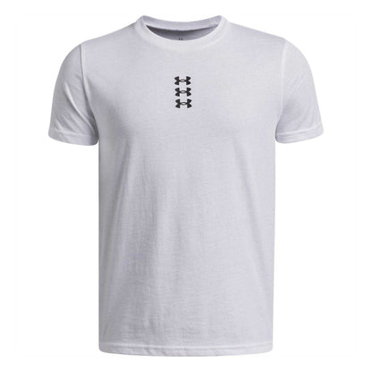 White-Black - Front - Under Armour Childrens-Kids Performance Triple Logo Basketball T-Shirt